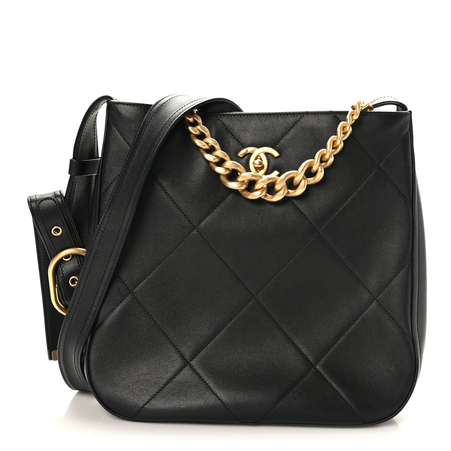 Calfskin Stitched Easy Mood Hobo Black