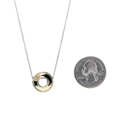 Tiffany Sterling Silver 18K Yellow Gold Circle Pendant Necklace 3 of 6