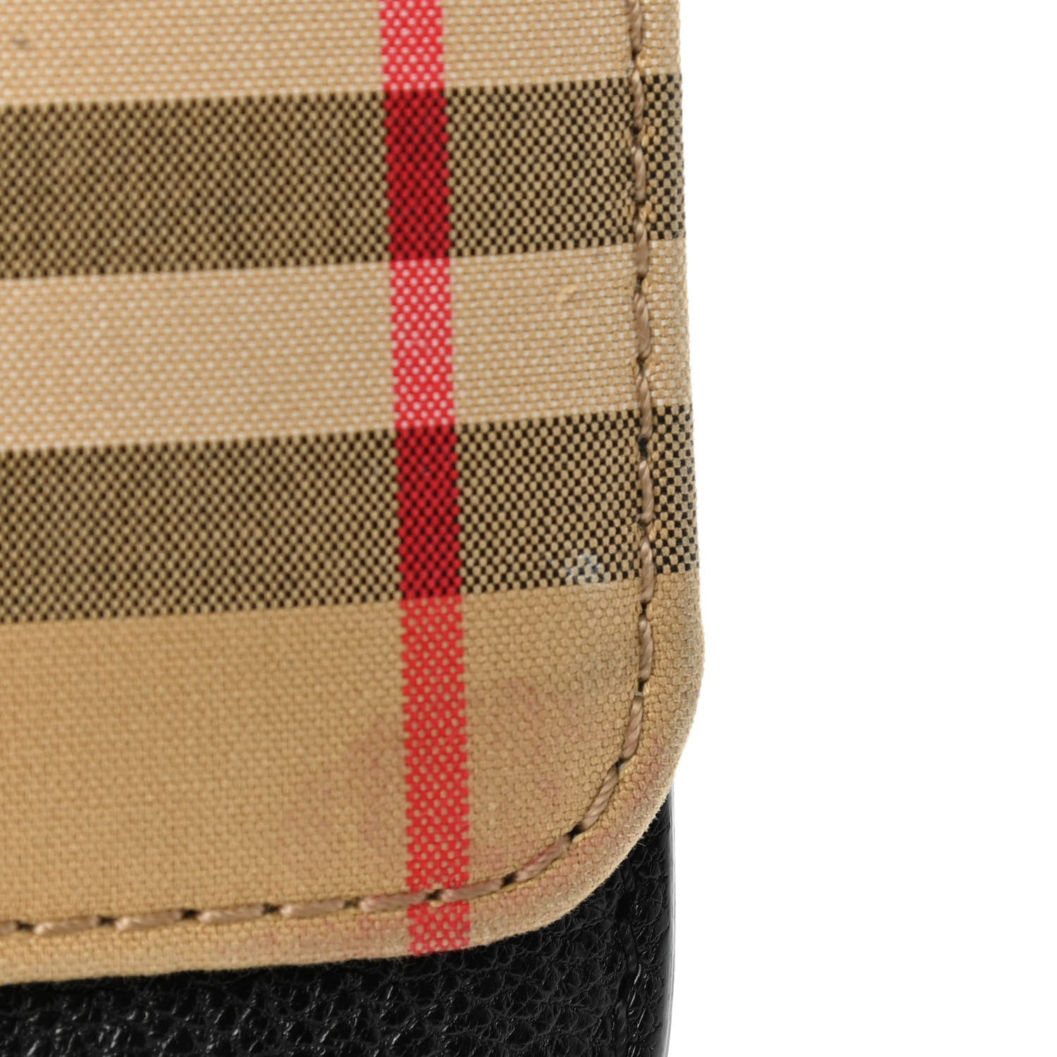 Burberry Goatskin Cotton Canvas Vintage Check Small D-Ring Bag Black Antique Yellow 13 of 17