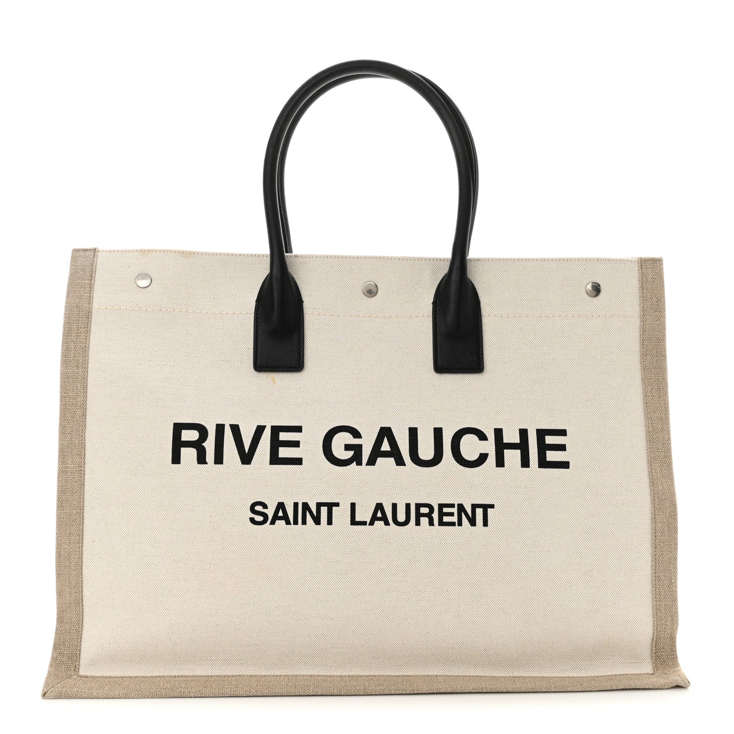 Saint Laurent Linen Calfskin Rive Gauche Tote Optic White 1 of 12