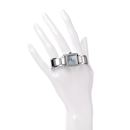 Cartier 18K White Gold Diamond 20mm Tank Francaise Quartz Watch Blue 2 of 7