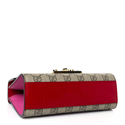 Gucci GG Supreme Monogram Calfskin Small Padlock Shoulder Bag Beige Hibiscus Red New Rosette 4 of 9