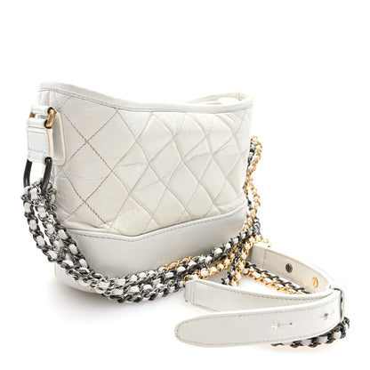 Chanel Aged Calfskin Quilted Small Gabrielle Hobo White 3 of 10