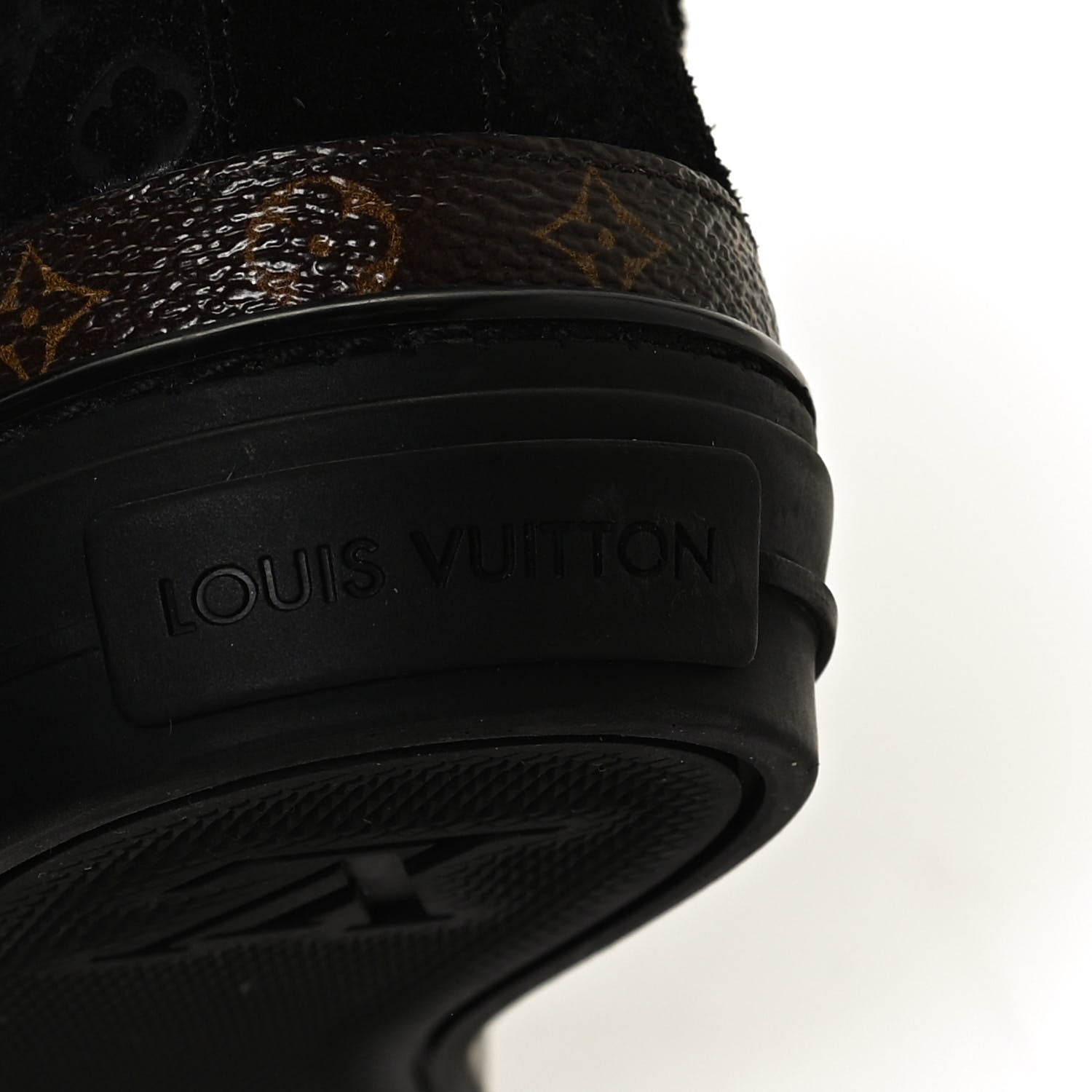 Louis Vuitton Suede Calfskin Monogram Embossed Snowball Flat Half Boots 39.5 Black 11 of 11