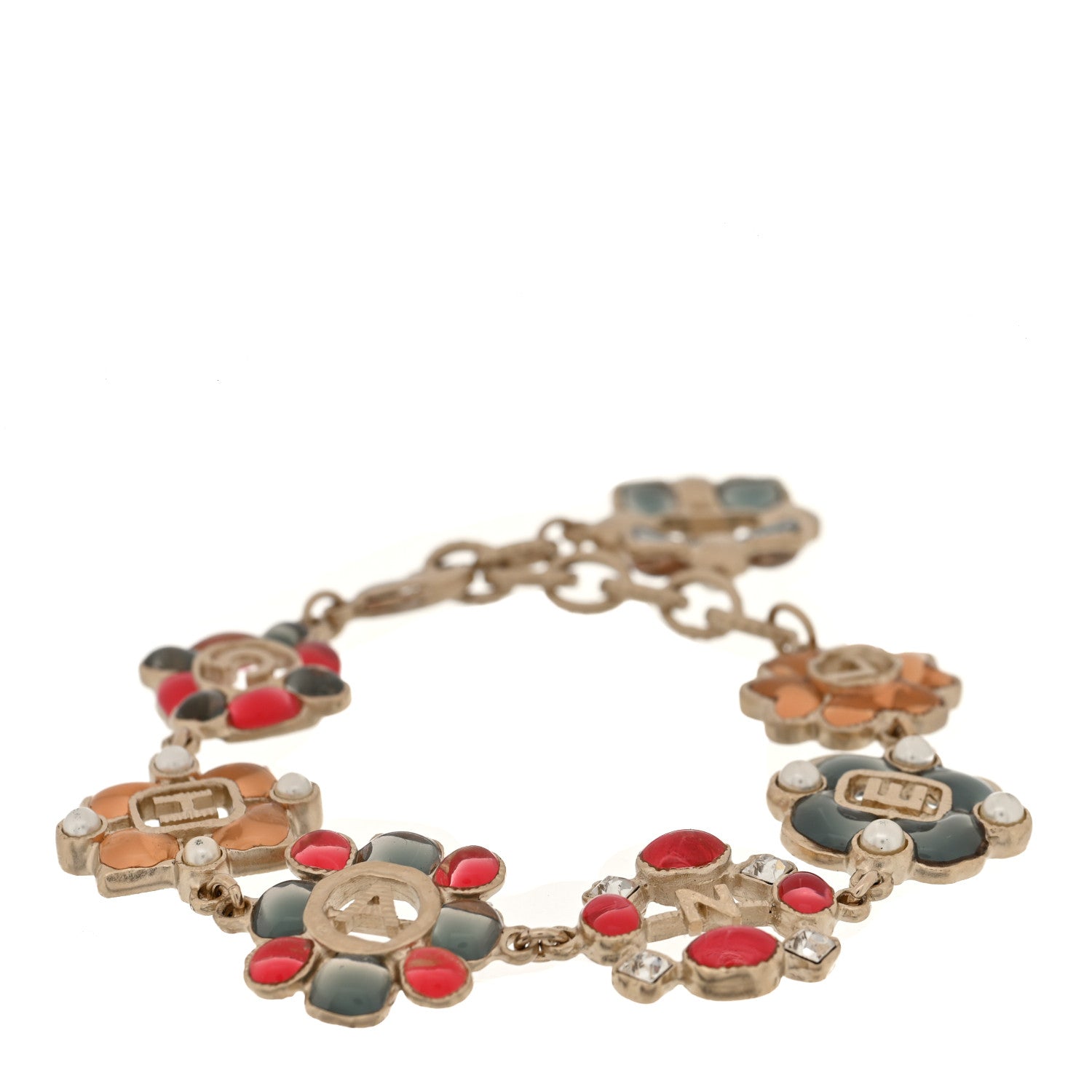Chanel Resin Gripoix Poured Glass Pearl CC Bracelet Multicolor 1 of 5