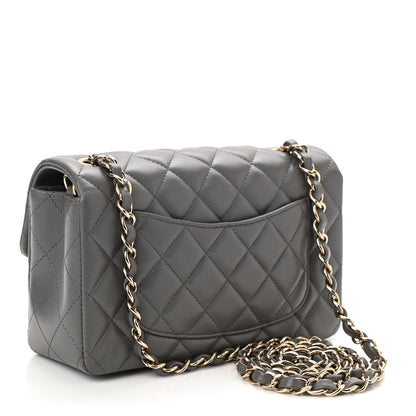 Chanel Lambskin Quilted Mini Rectangular Flap Dark Grey 3 of 10
