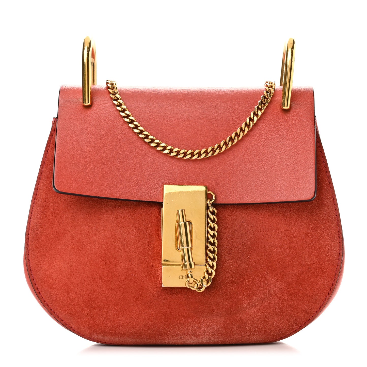 Suede Smooth Calfskin Drew Shoulder Bag Poppy