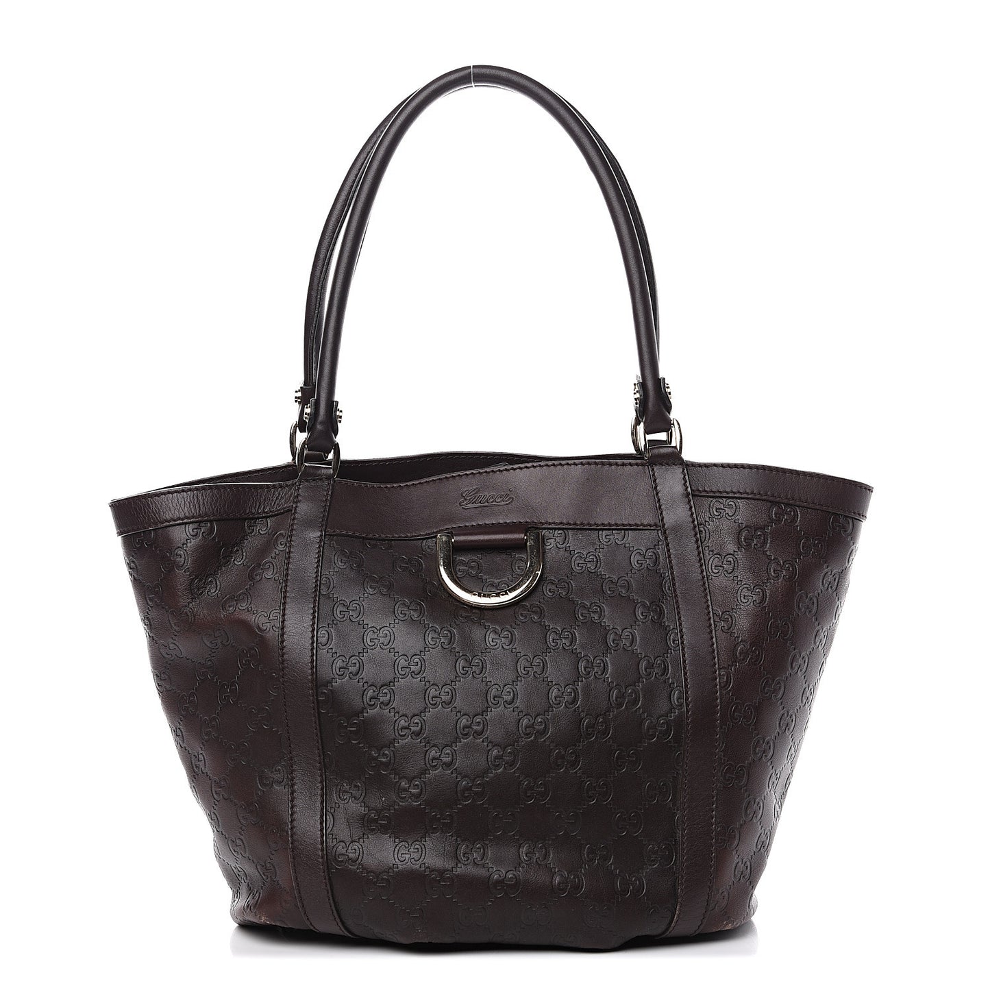 Guccissima Medium D Gold Tote Dark Brown