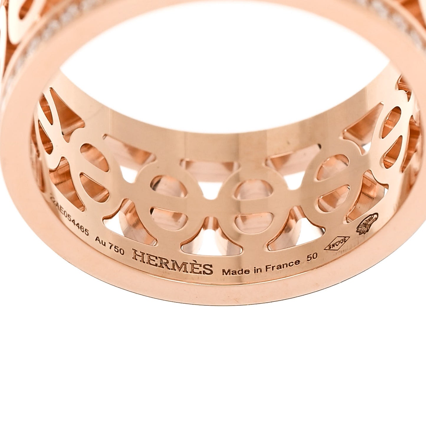 18K Rose Gold Diamond PM Chaine d'Ancre Divine Ring 50 5.5