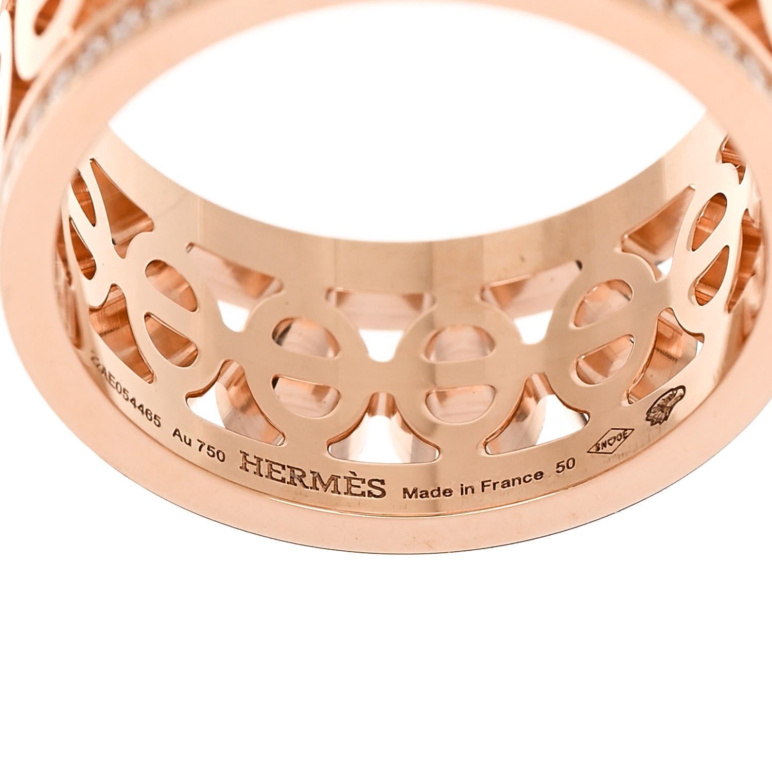 Hermes 18K Rose Gold Diamond PM Chaine d'Ancre Divine Ring 50 5.5 4 of 5