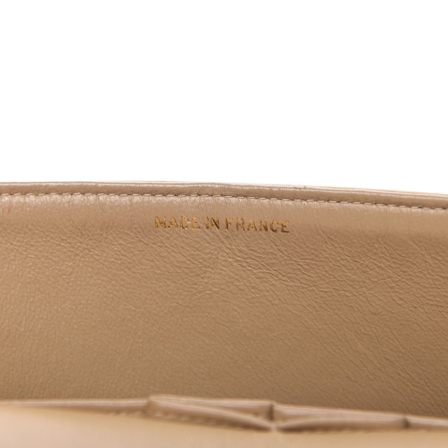 Lambskin Quilted Medium Double Flap Beige