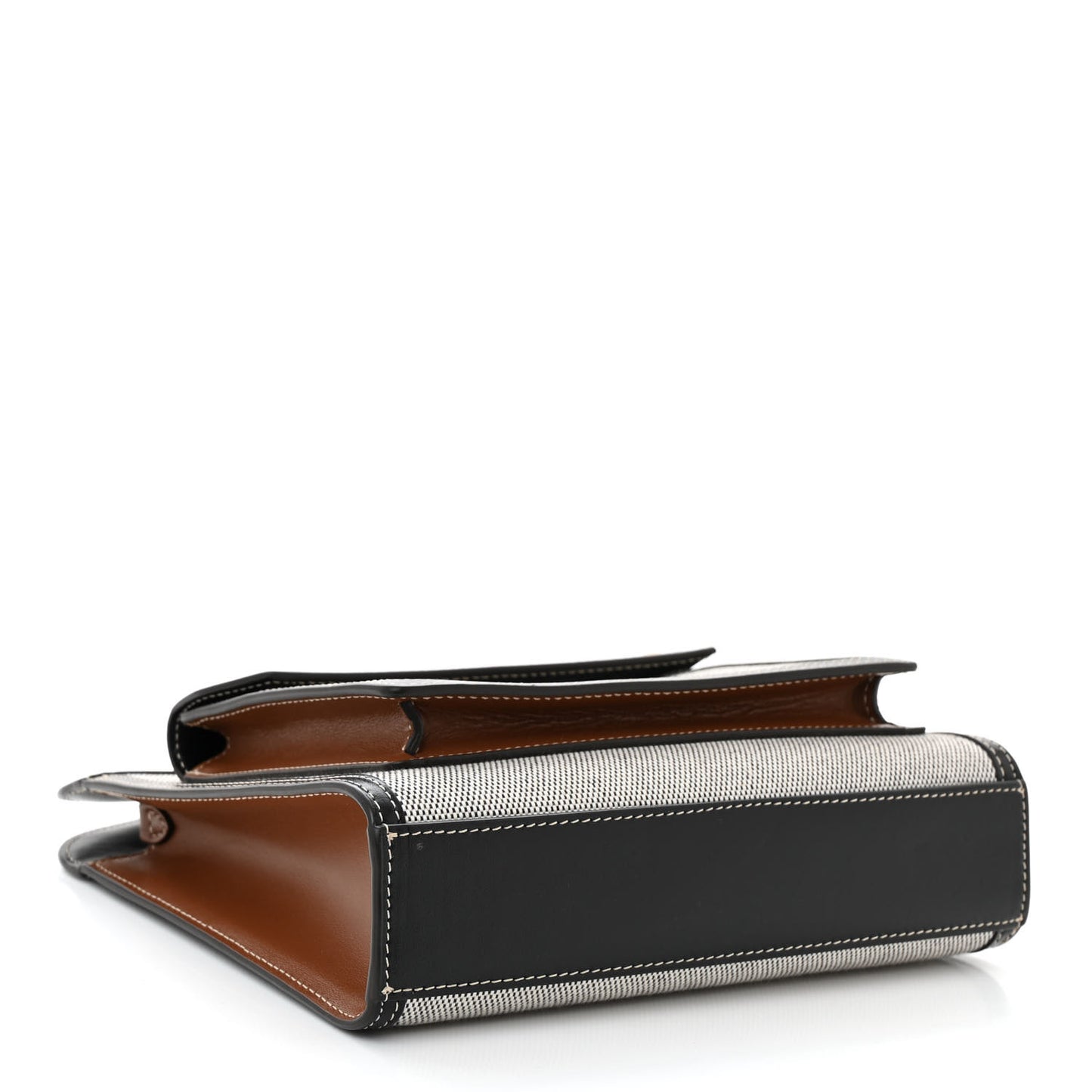 Smooth Calfskin Canvas Two Tone Mini Pocket Bag Black Tan