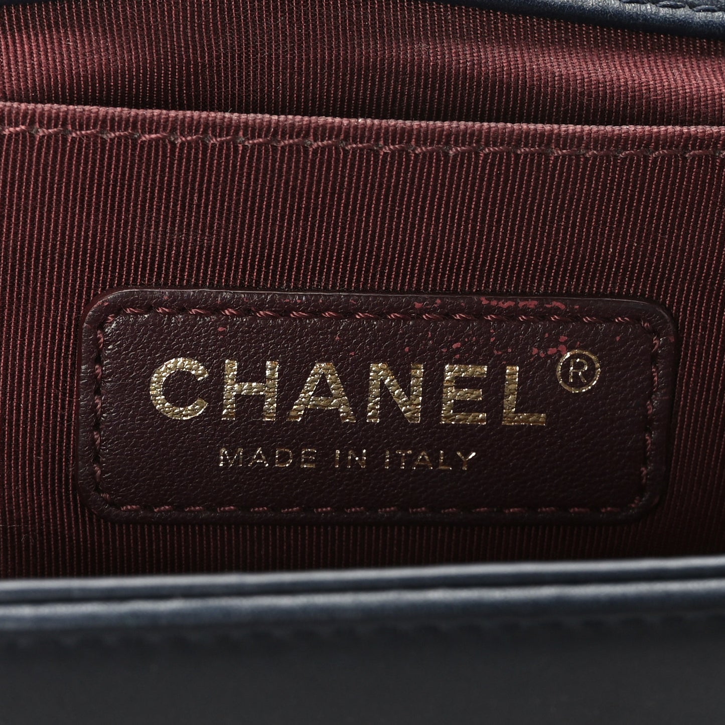 Caviar Suede Calfskin Chevron Medium Boy Flap Navy