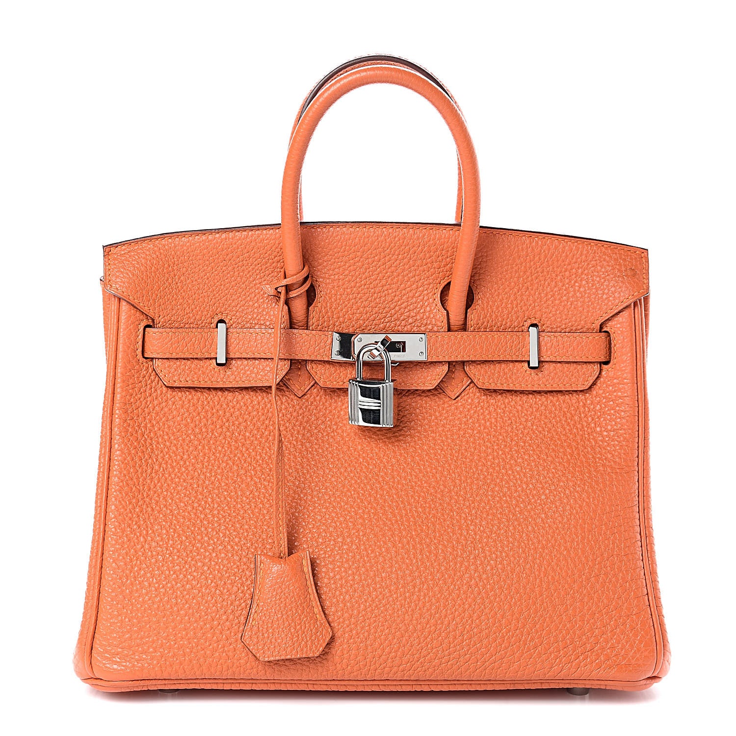 Hermes Taurillon Clemence Birkin 25 Orange 1 of 27