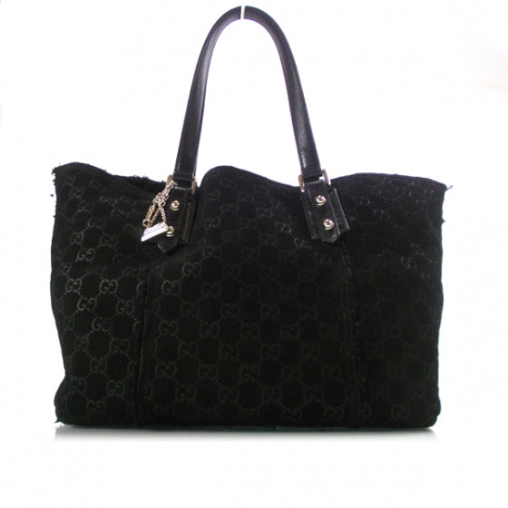Suede Shearling Guccissima Jolicoeur Tote Black