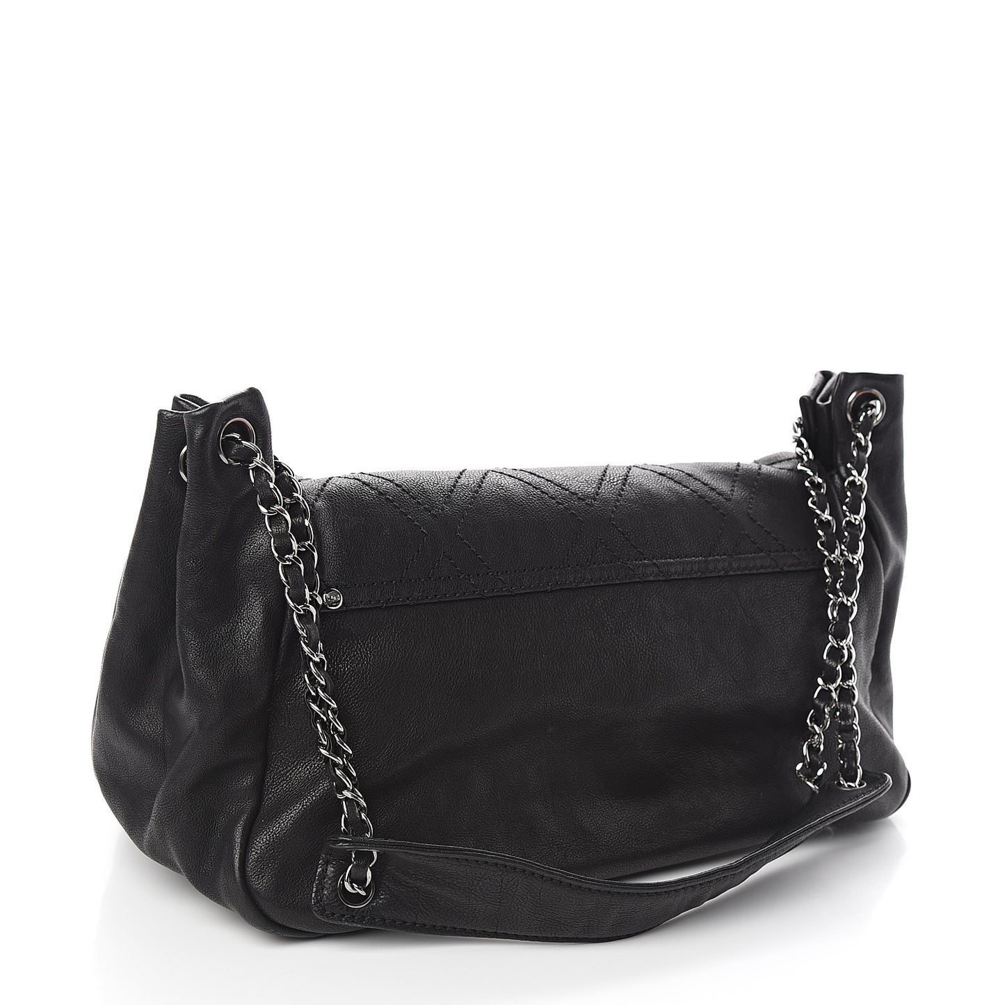 Calfskin Diamond Stitch Small Flap Black