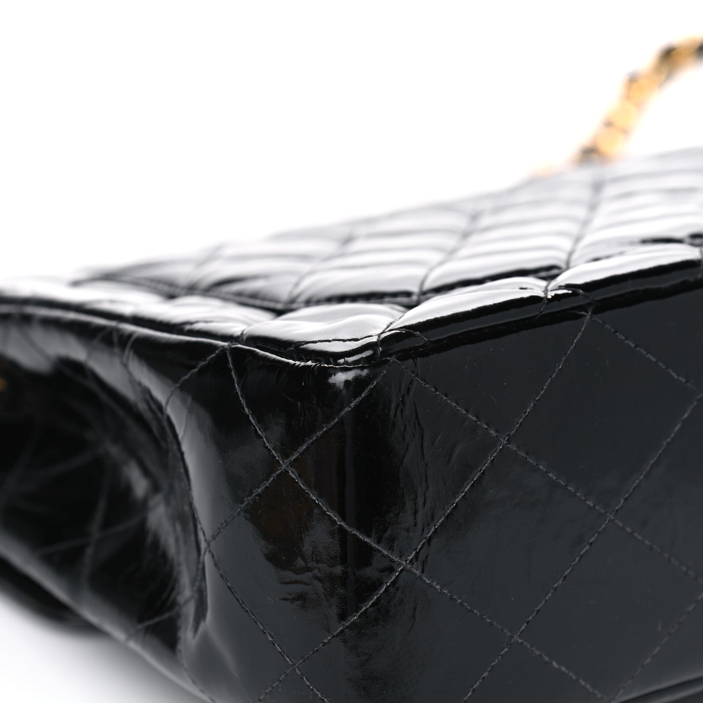 Patent Quilted XL Jumbo Single Flap Black