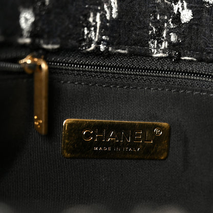 Chanel Tweed Quilted Medium Chanel 19 Flap Black Silver Ecru 6 of 10
