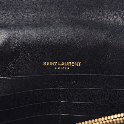 Saint Laurent Lambskin Matelasse Monogram Vicky Chain Wallet Black 6 of 10