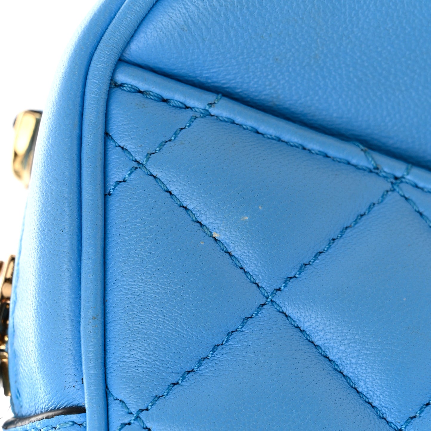 Nappa Quilted Medusa Camera Bag Blue