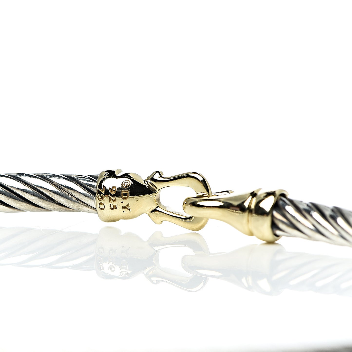 Sterling Silver 18K Yellow Gold 3mm Cable Buckle Bracelet