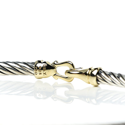 David Yurman Sterling Silver 18K Yellow Gold 3mm Cable Buckle Bracelet 4 of 4