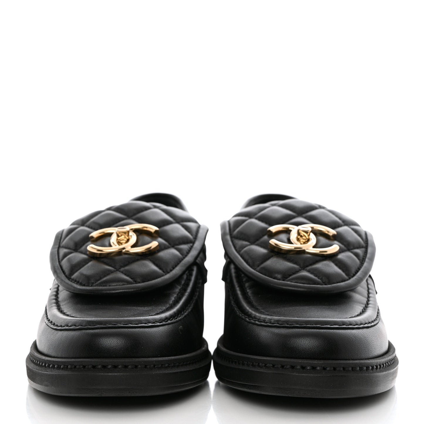 Lambskin Quilted CC Turnlock Loafers 36.5 Black