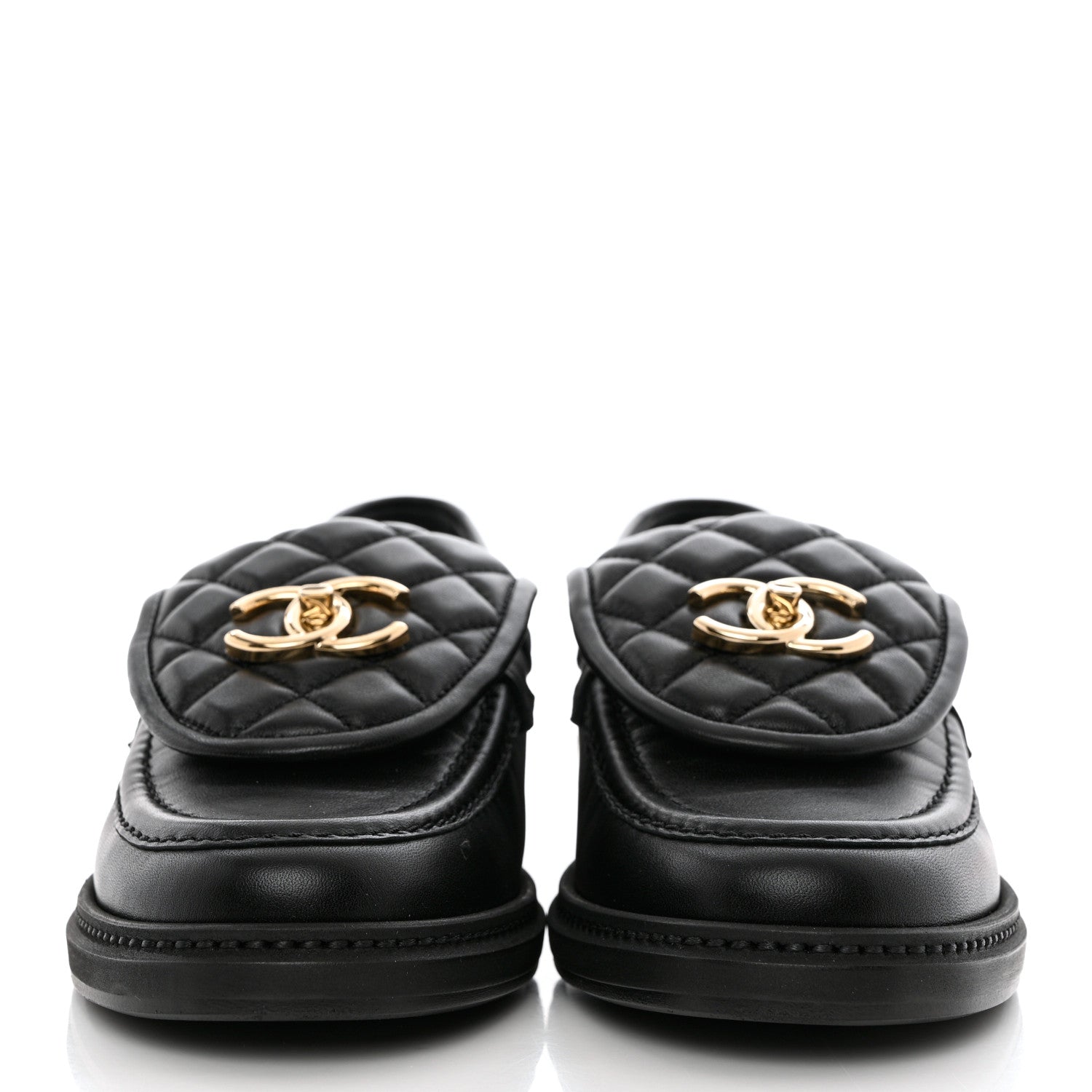 Chanel Lambskin Quilted CC Turnlock Loafers 36.5 Black 2 of 9