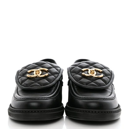 Chanel Lambskin Quilted CC Turnlock Loafers 36.5 Black 2 of 9