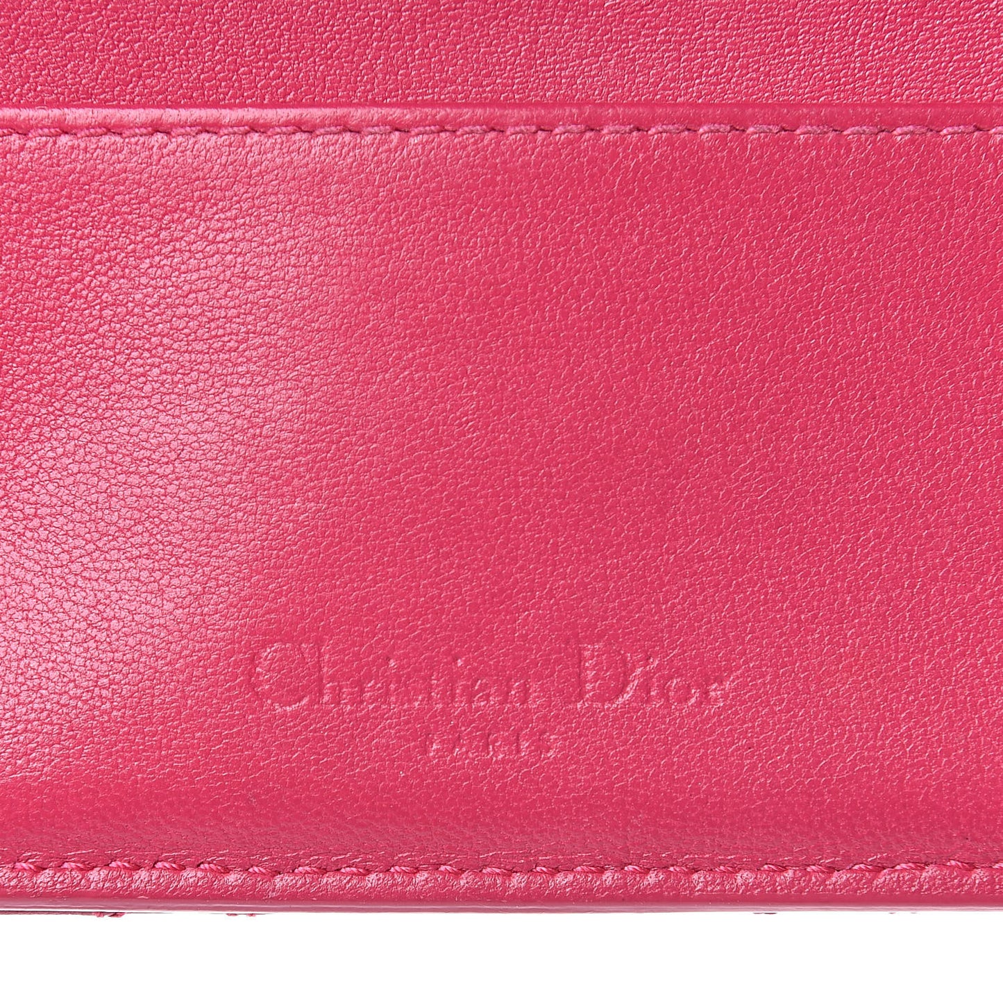 Lambskin Cannage Lady Dior Card Holder Fuchsia