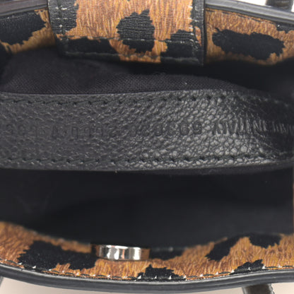 Balenciaga Smooth Calfskin Leopard Print Logo Shopping Phone Holder Bag Beige Black 7 of 10