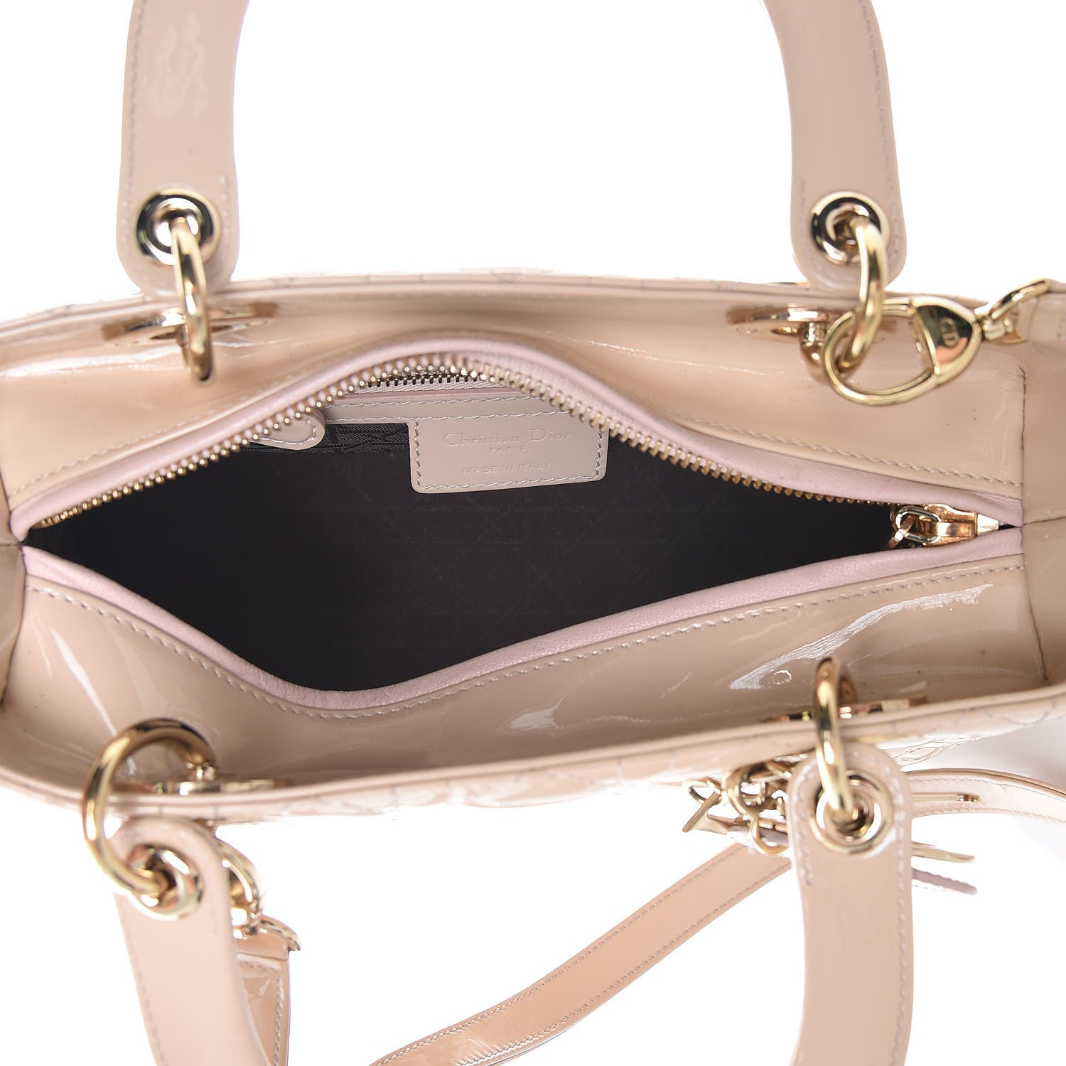Christian Dior Patent Cannage Medium Lady Dior Beige 5 of 16