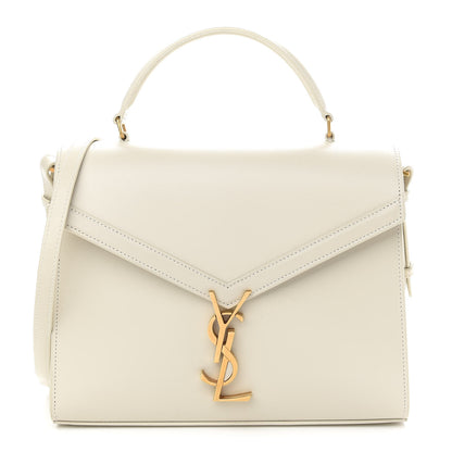 Saint Laurent Smooth Calfskin Medium Classic Monogram Cassandra Top Handle Crema Soft Rouge Legion 1 of 8