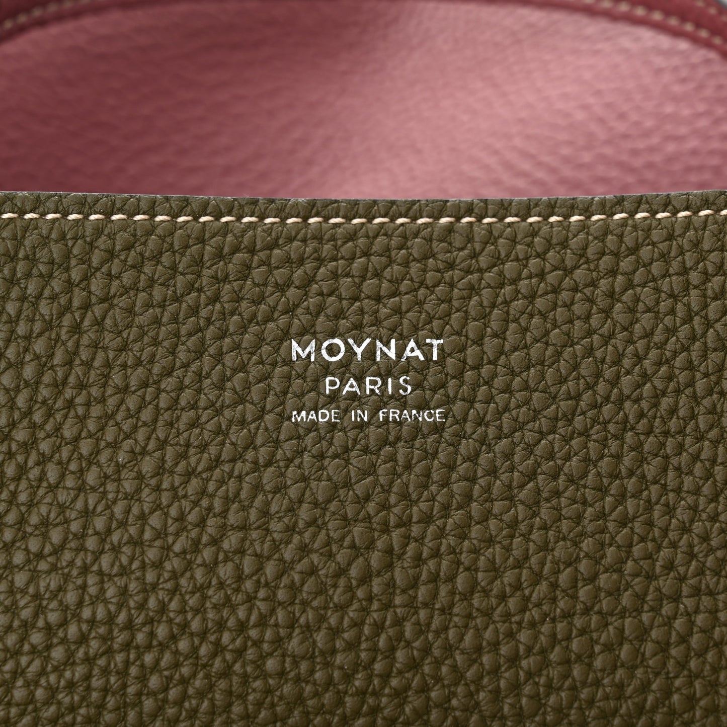 Taurillon Blush Calfskin Reversible Tote Dark Green Pink