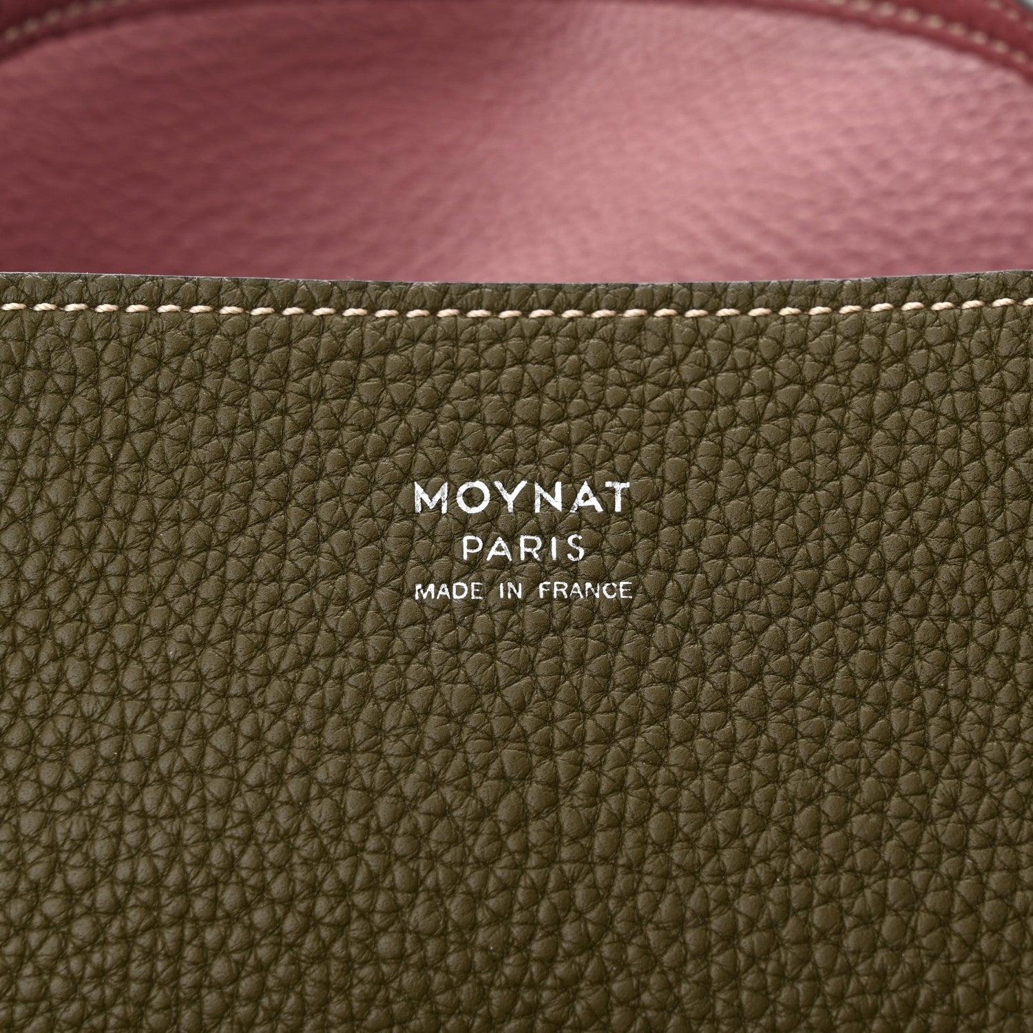 Moynat Taurillon Blush Calfskin Reversible Tote Dark Green Pink 10 of 16