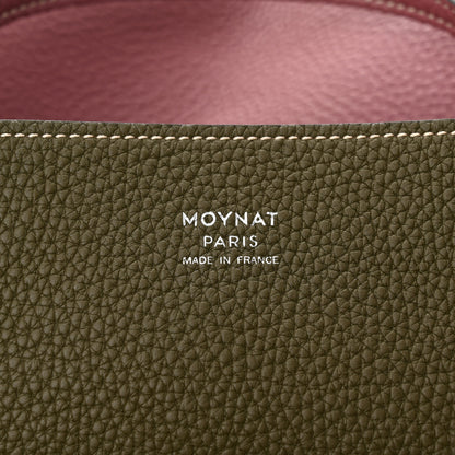 Moynat Taurillon Blush Calfskin Reversible Tote Dark Green Pink 10 of 16