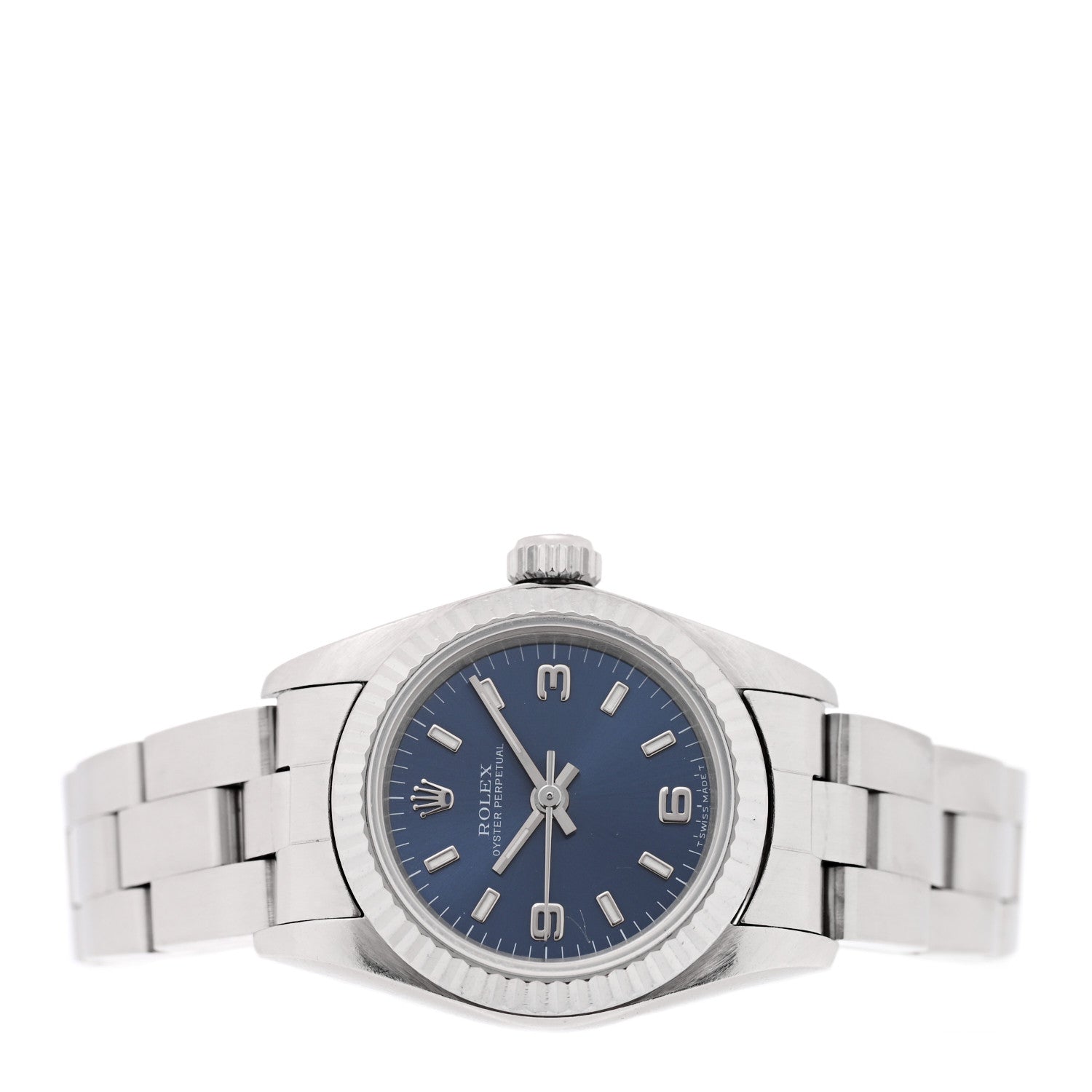 Rolex Stainless Steel 25mm Oyster Perpetual Watch Blue 67194 2 of 5