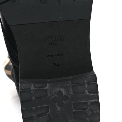 Fendi Calfskin Stretch Fabric Rockoko Biker Boots 38.5 Tobacco Black Marino 7 of 9