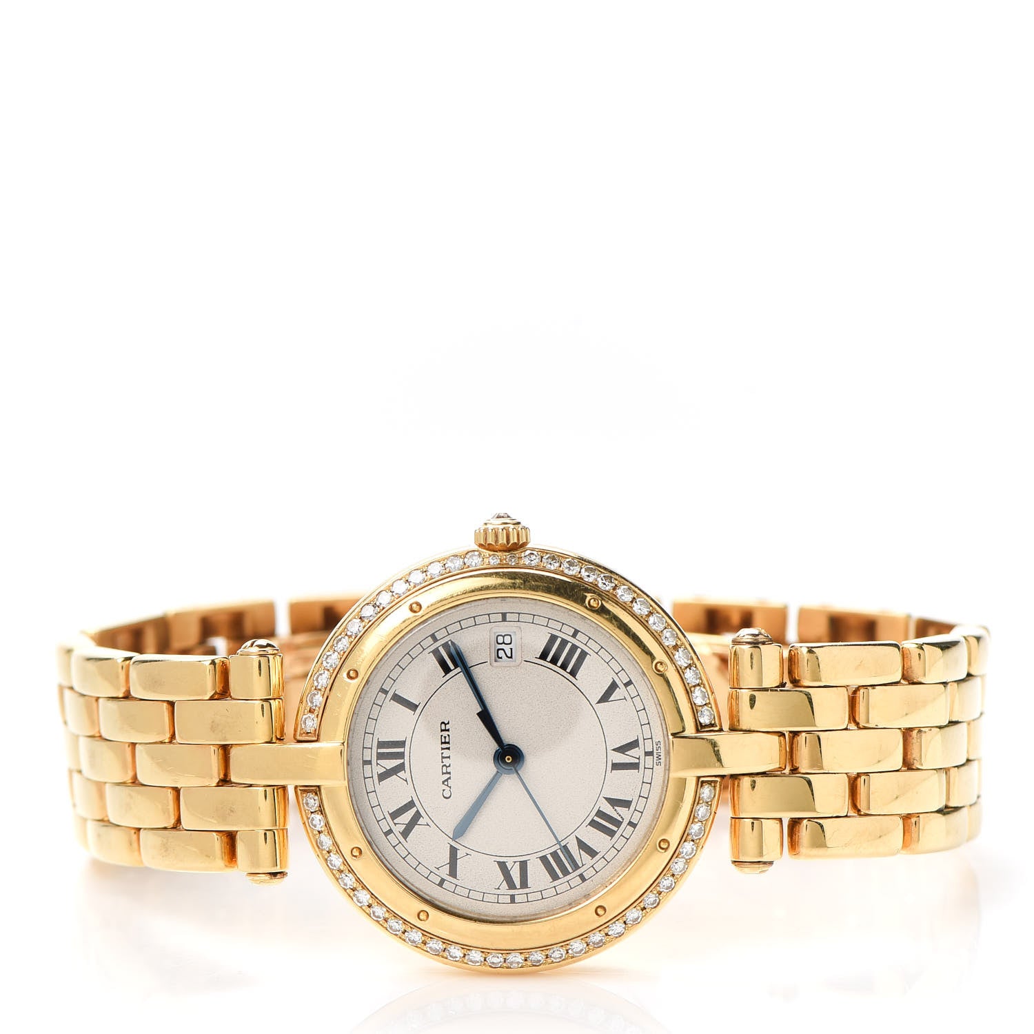 Cartier 18K Yellow Gold Diamond 29mm Panthere Vendome Quartz Watch 2 of 5