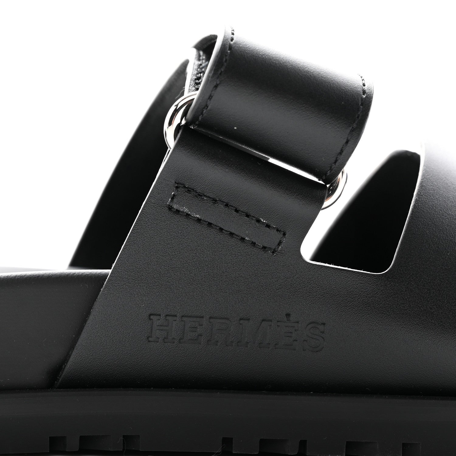 Hermes Calfskin Womens Chypre Sandals 36.5 Black 8 of 11