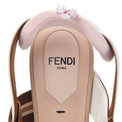 Fendi Technical Mesh FF Colibri 55mm Slingback Pumps 37 Tobacco Moro Camelia Beige Caramello 7 of 10