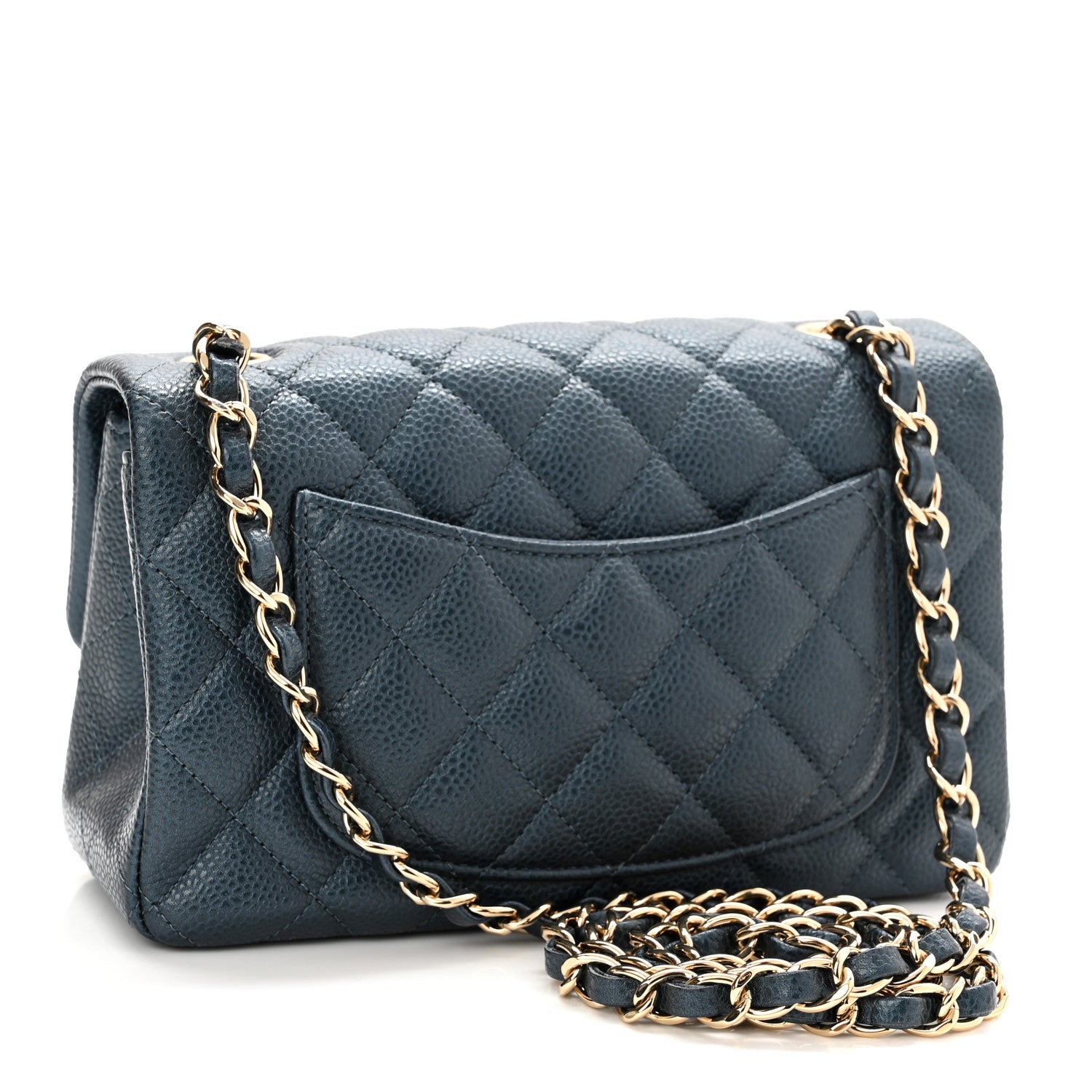 Chanel Iridescent Caviar Quilted Mini Rectangular Flap Dark Blue 3 of 10