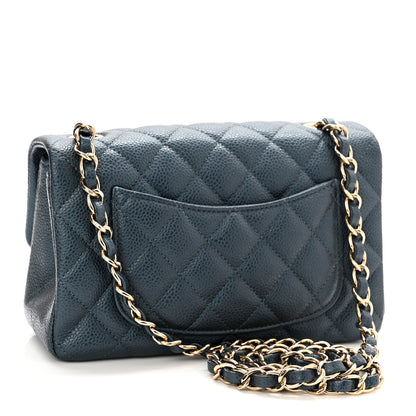 Chanel Iridescent Caviar Quilted Mini Rectangular Flap Dark Blue 3 of 10
