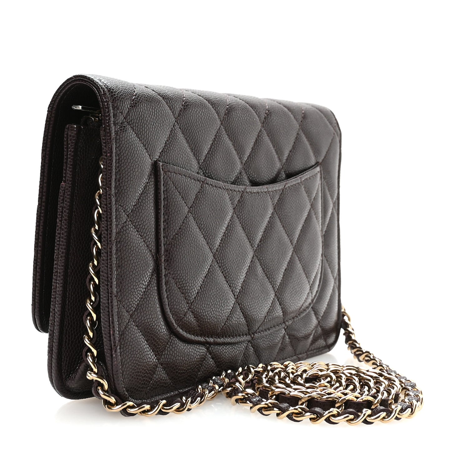 Caviar Quilted Wallet on Chain WOC Dark Brown