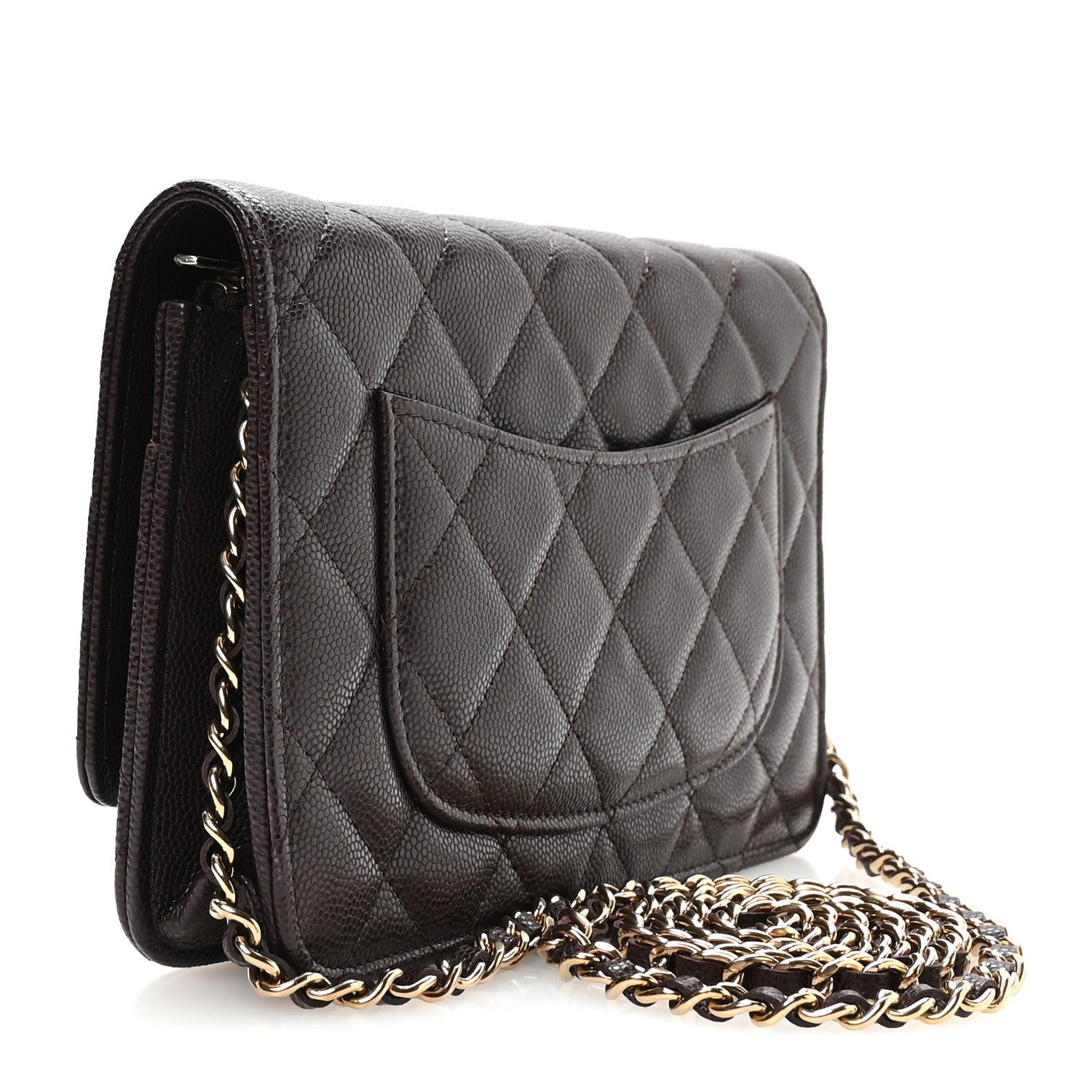 Chanel Caviar Quilted Wallet on Chain WOC Dark Brown 3 of 12