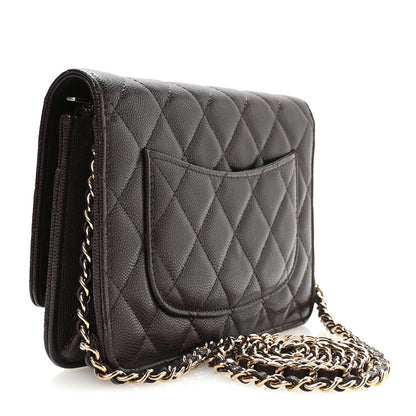 Chanel Caviar Quilted Wallet on Chain WOC Dark Brown 3 of 12