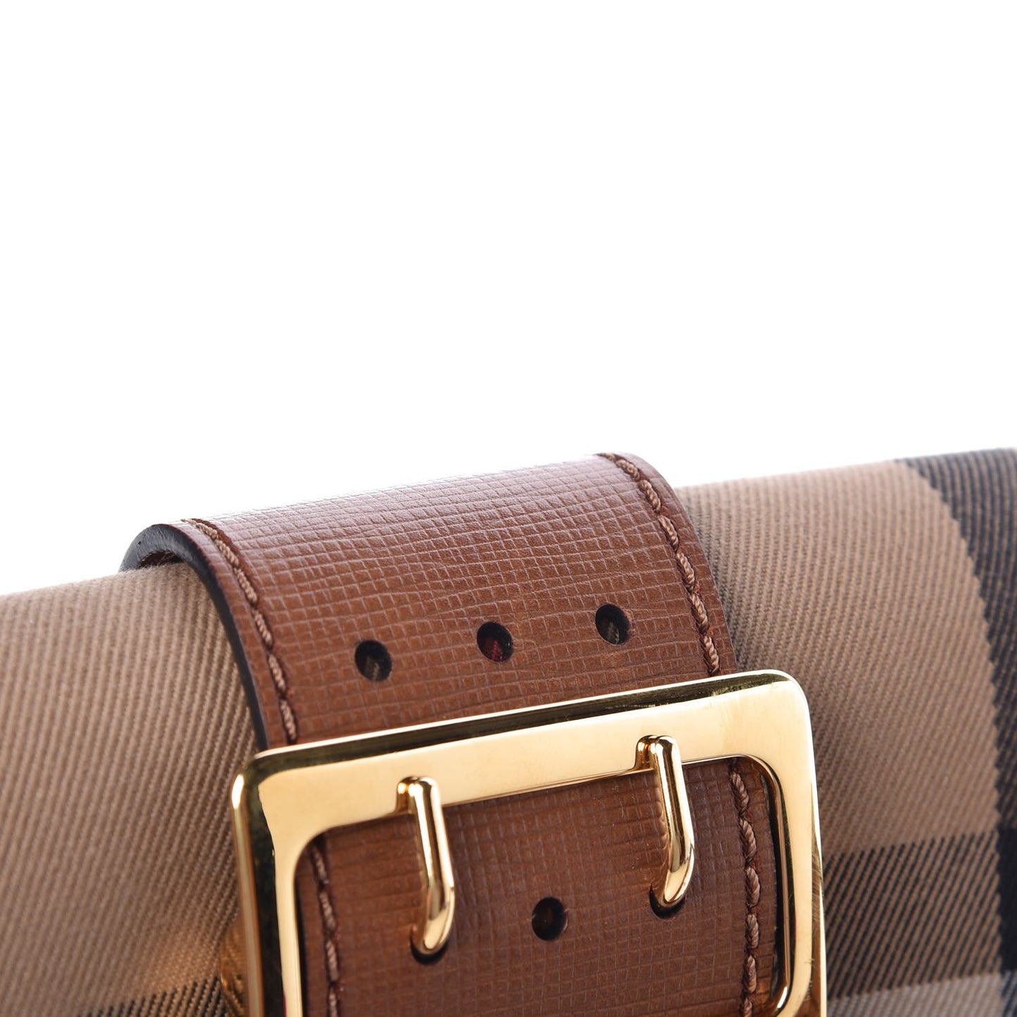 House Check Bridle Calfskin Small Madison Buckle Bag Tan