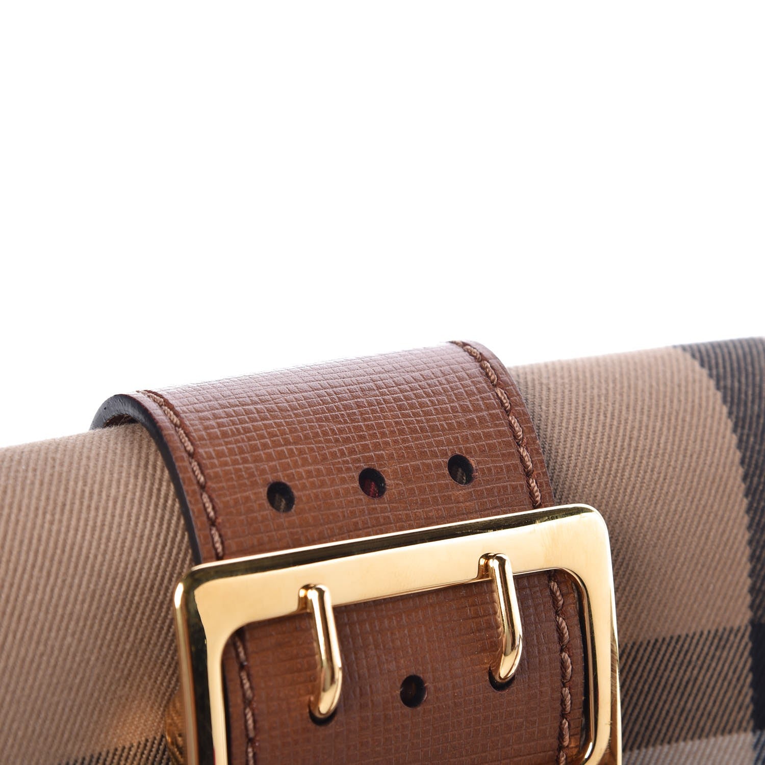 Burberry House Check Bridle Calfskin Small Madison Buckle Bag Tan 9 of 10