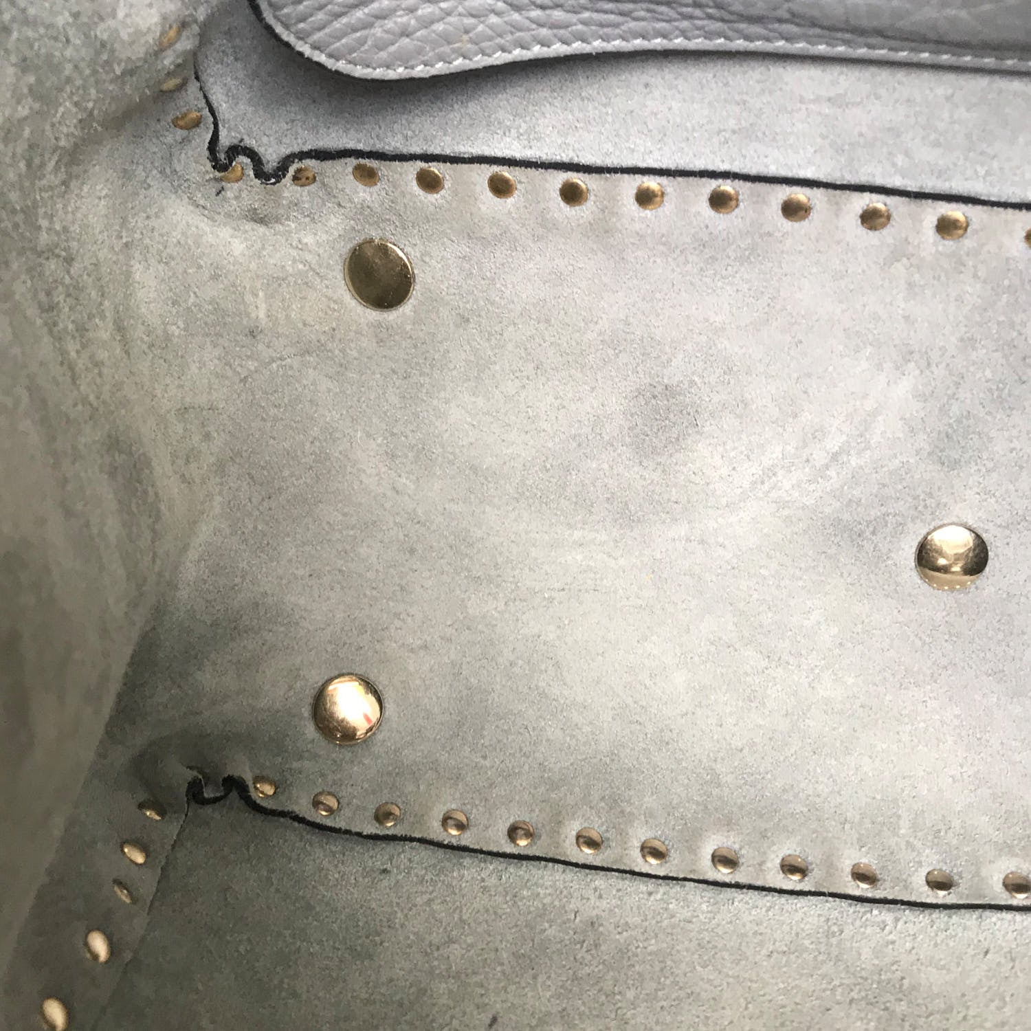 Valentino Garavani Pebbled Calfskin Medium Rockstud Tote Grey 13 of 15