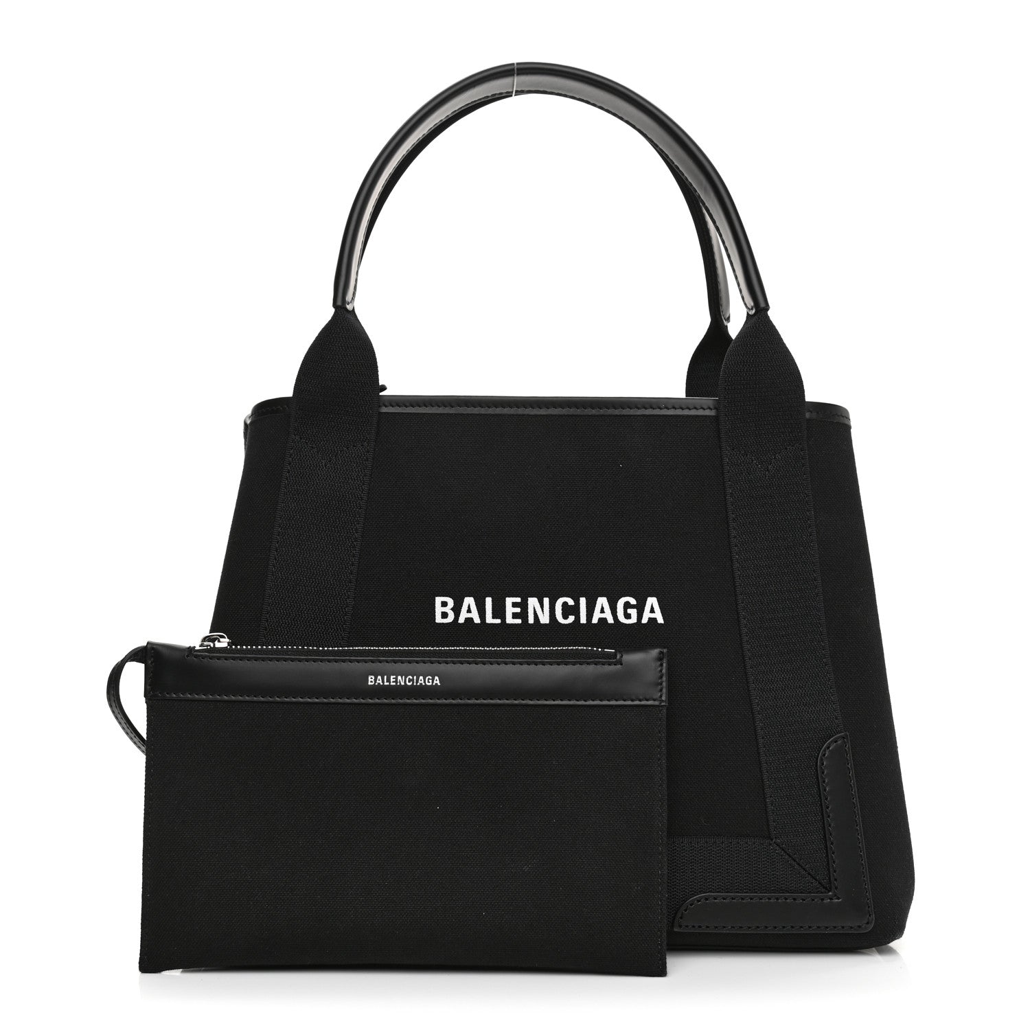 Balenciaga Cotton Canvas Calfskin S Navy Cabas Black 4 of 11